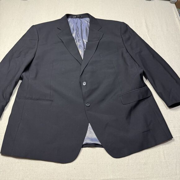 Bergamo Elegant Mens 54R Black 100% Wool Blazer Suit Jacket 2 Button Made Italy - Picture 1 of 6